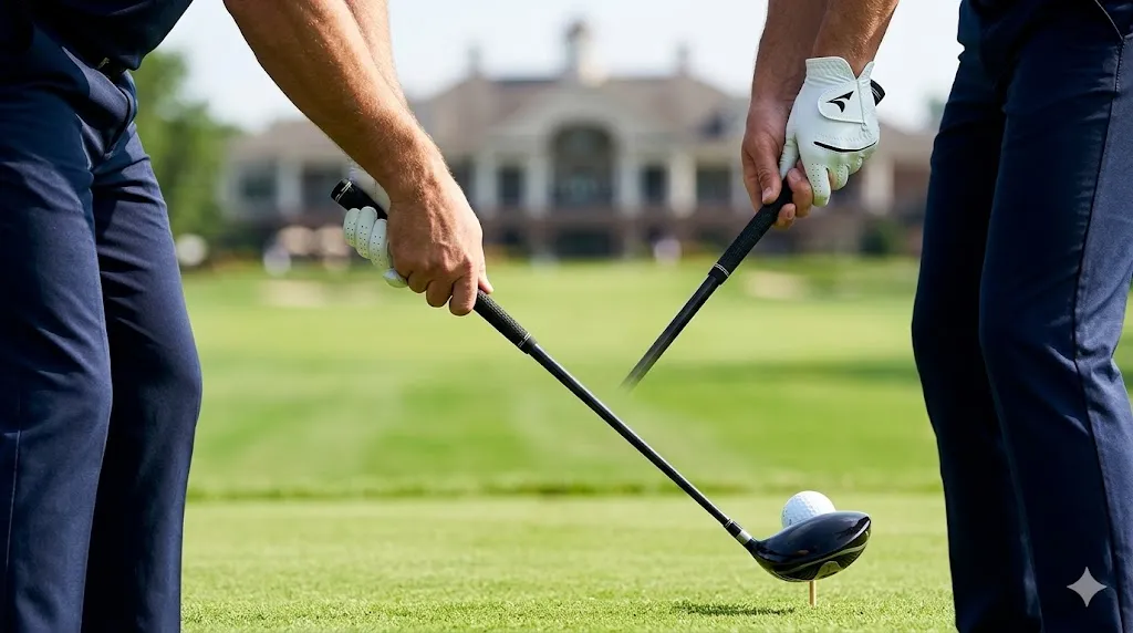 プロモデルとしての「X-DRIVE」の精神(アスリート魂、集中力)を表現する、ツアープロの構え(アドレス)の足元カット。