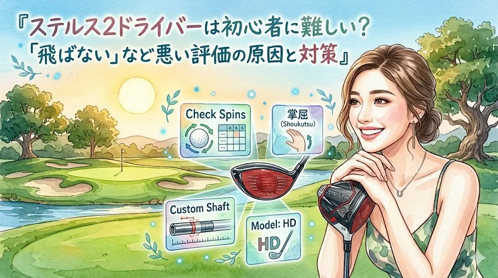 記事全体の要点（モデル選び、ロフト、スイング修正、測定）を凝縮し、希望を持たせる画像。
